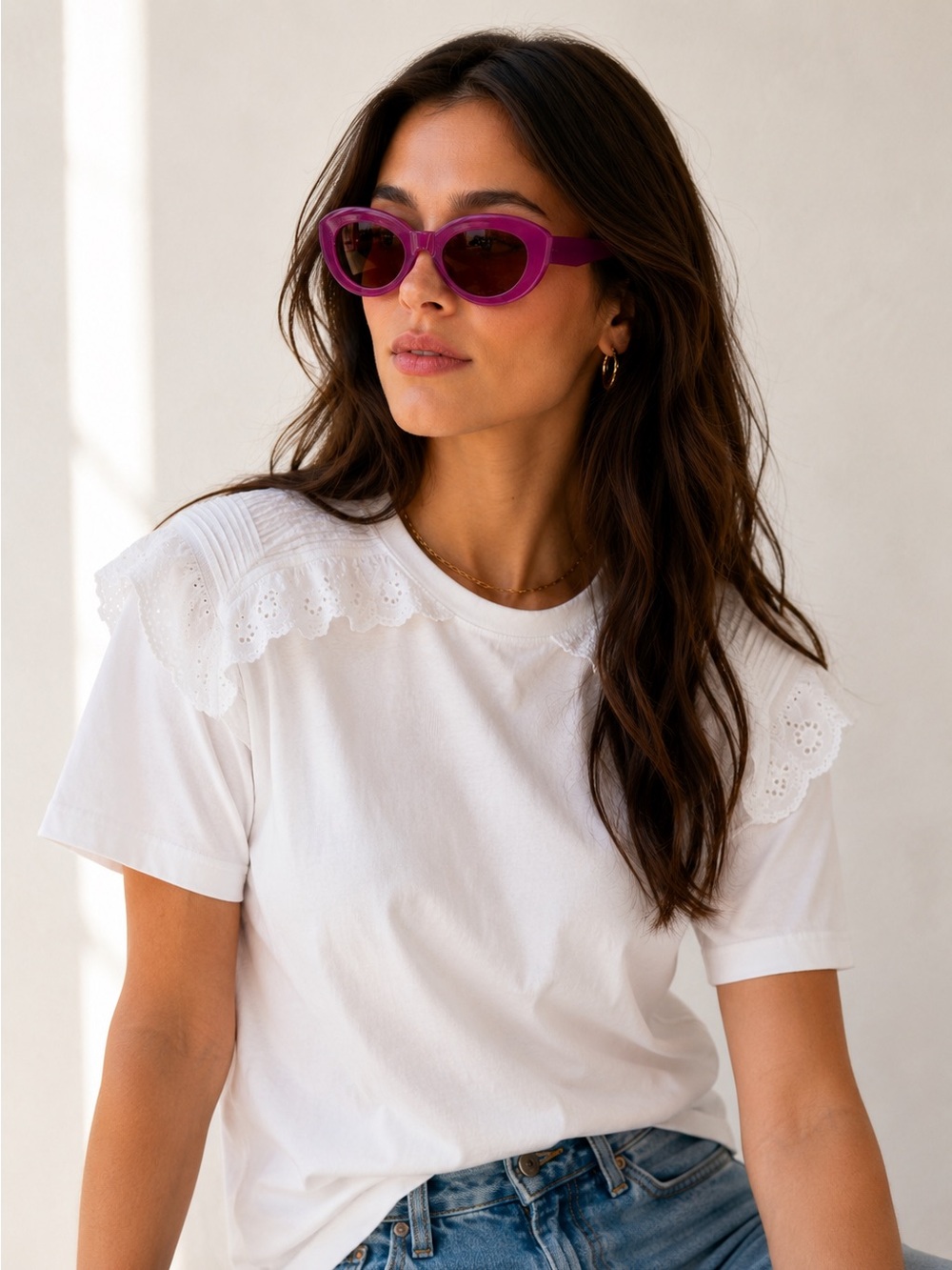 Fuchsia Purple Oval Sunglasses Retro Mod Y2K Statement Frames
